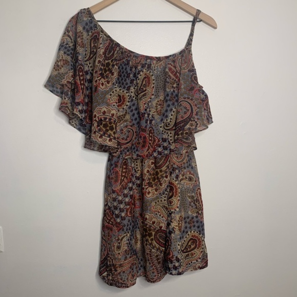Gianni Bini One Shoulder Paisley Flowy Dress Small